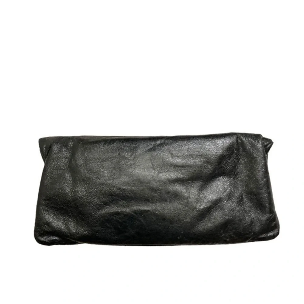 Jill Stuart black leather foldover clutch bag